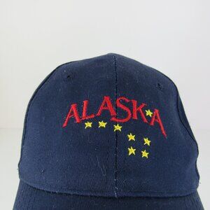 Alaska with Stars Embroidered Logo Men's Navy Blue Adjustable Snapback Cap Hat